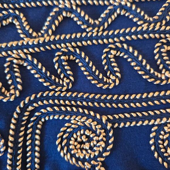 Lauren Michelle Womens Navy Blue Braided Trim Pullover Tunic Blouse Large - Picture 9 of 12